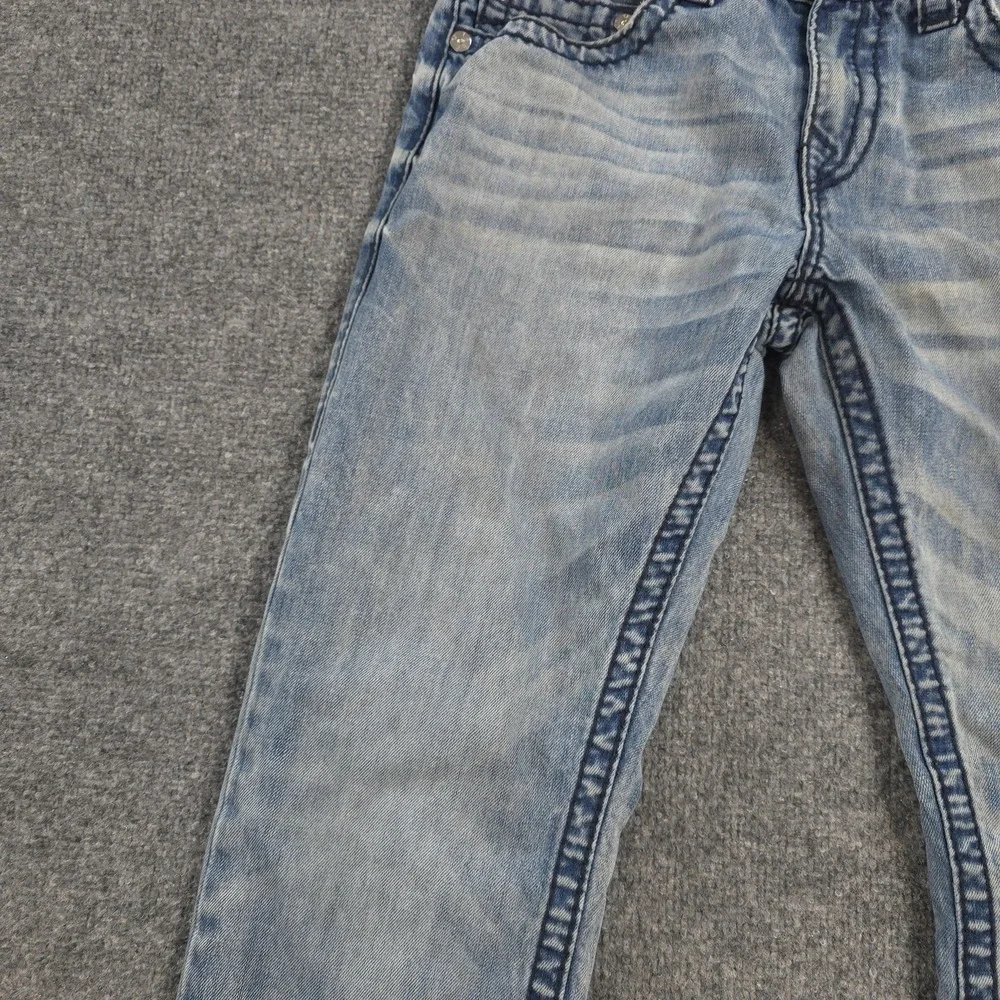 True Religion Jeans Mens 30x33 Light Wash Denim Ricky Straight Logo Casual Prep